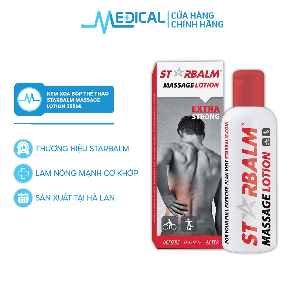 Kem xoa bóp STARBALM Massage Lotion 200ml dùng trước và sau khi chơi thể thao - MEDICAL