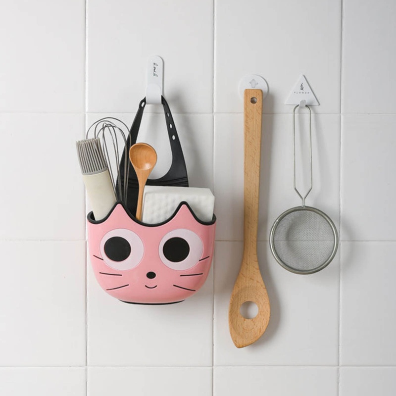 Giỏ Treo Bồn Rửa Chén Đựng Xà Phòng Hình Mèo Hoạt Hình Siêu Dễ Thương Có Thể Điều Chỉnh