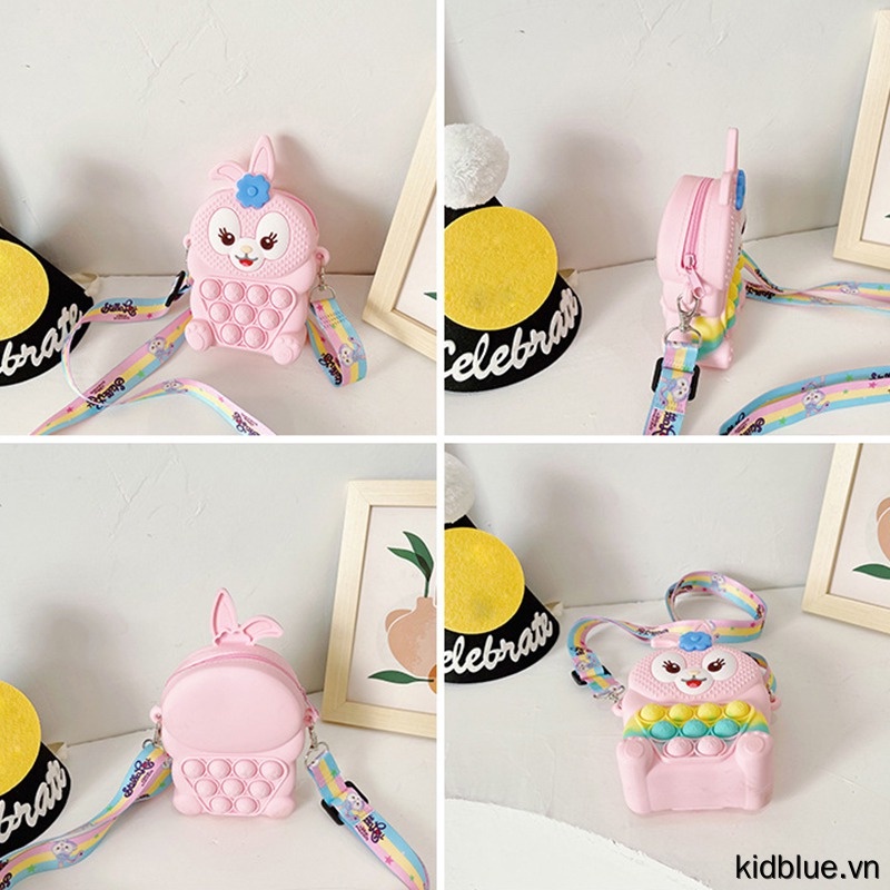 Bag Kids Handbags Cute Bag Cartoon Bunny Bag Adjustable Strap Stress Relief Bag Girls Silicone Popper Shoulder Bag