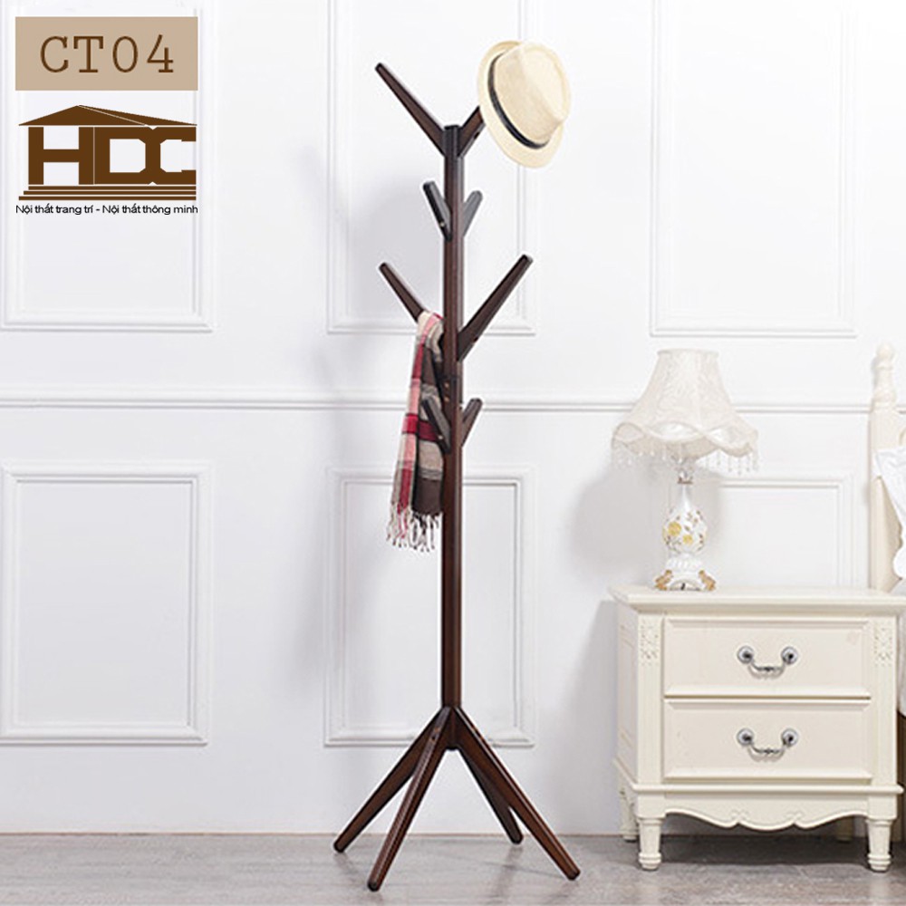 Cây treo quần áo CT01 thân trắng tay nhiều màu gỗ tự nhiên
