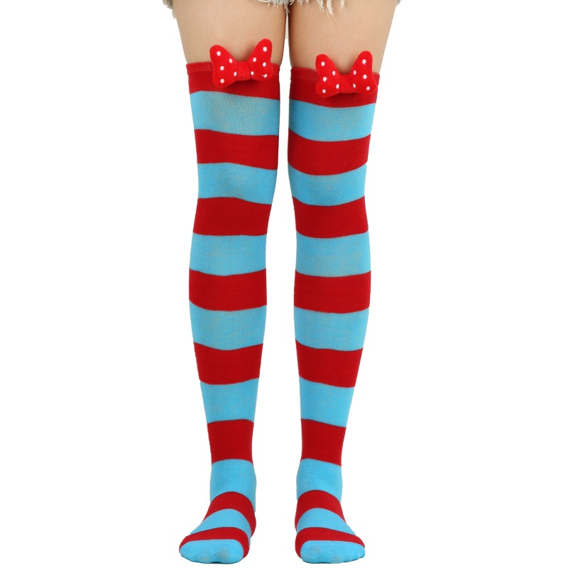 Tất Dài Qua Gối Đính Nơ 3D Dễ Thương Hóa Trang Tiệc Giáng Sinh