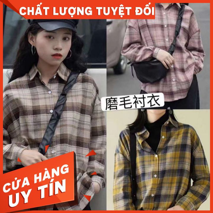 Áo sơ mi caro👘SIÊU THOẢI MÁI👘 form rộng tay dài, cá tính, năng động, trẻ trung, phối được với nhiều trang phục khác.