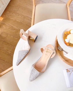 Slingback Mũi đá 7cm 2 màu