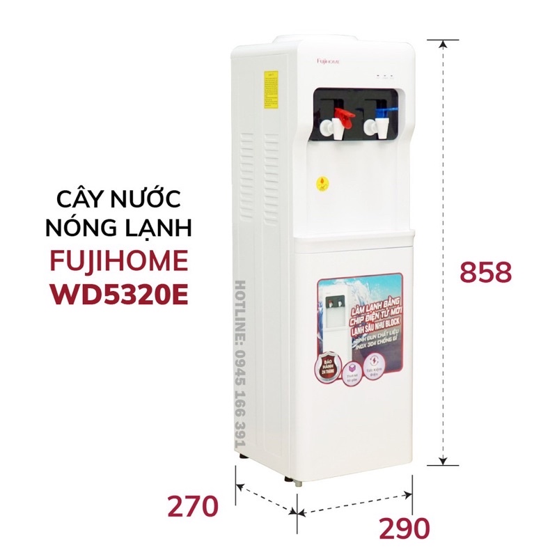 Cây nước nóng lạnh mini FujiE WD1080E | Fujihome WD5510E | WD5320E, lọc nước nóng lạnh uống an toàn công nghệ Nhật Bản