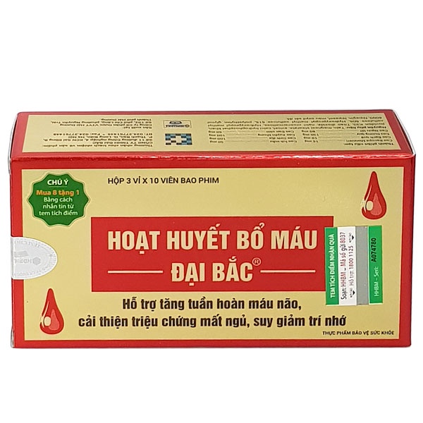 Hoạt huyết bổ máu Đại Bắc – Hỗ trợ giúp hoạt huyết, giảm nguy cơ tai biến, đột quỵ