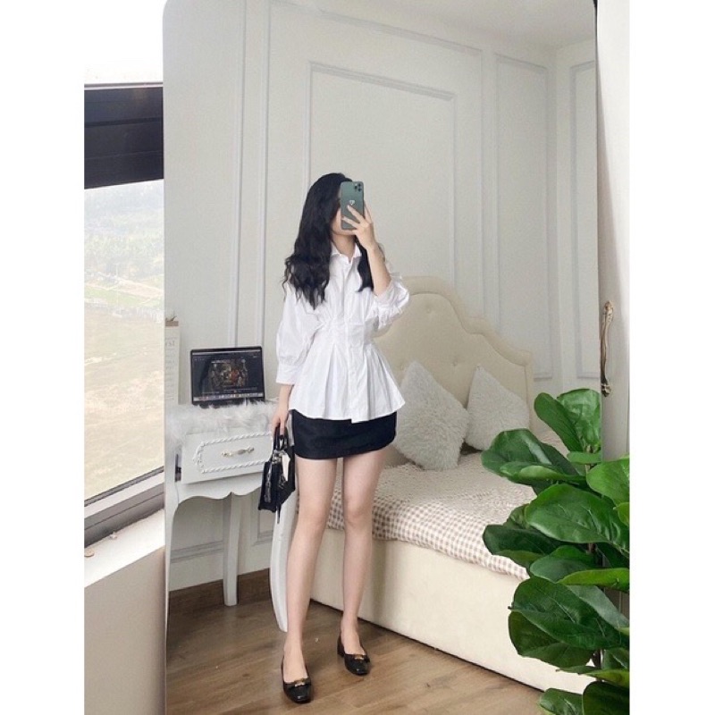 BIGSIZE 55-90KG) Áo Kiểu Nữ Sơmi Xếp Ly Eo-Sang Chảnh, Sơ mi công sở xếp ly eo-CỘT NƠ LƯNG[HCM-Hoả tốc-sỉ bigsize] | BigBuy360 - bigbuy360.vn