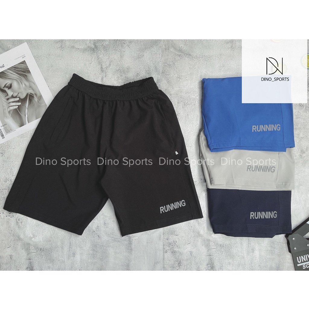 Quần đùi nam in chữ RUNNING quần short nam DINO SPORT dáng thể thao năng động thoáng khí