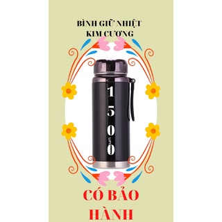 Bình Kim Cương Giữ Nhiệt Nóng 48h Lạnh 72h Chất Liệu inox 304 Cao Cấp Bình Giữ Nhiệt Đựng Nước Thể Tích 1500ML
