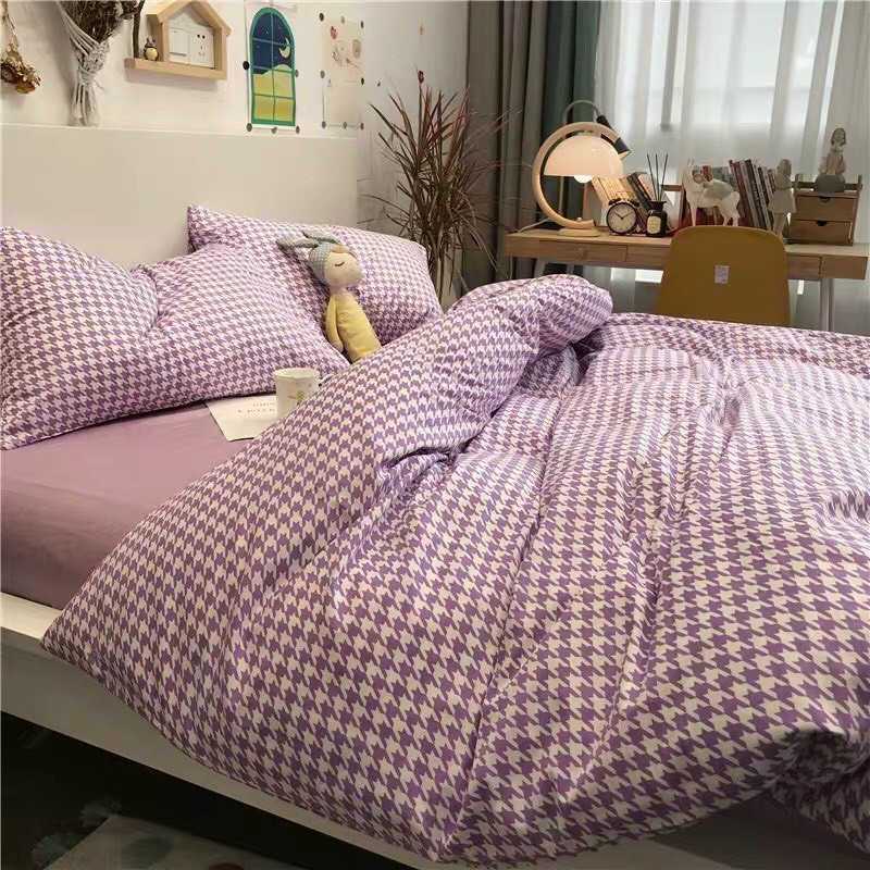 set chăn ga gối Cotton Poly Bo Decor ke timvỏ chăn mền, drap giường và 2 vỏ gối