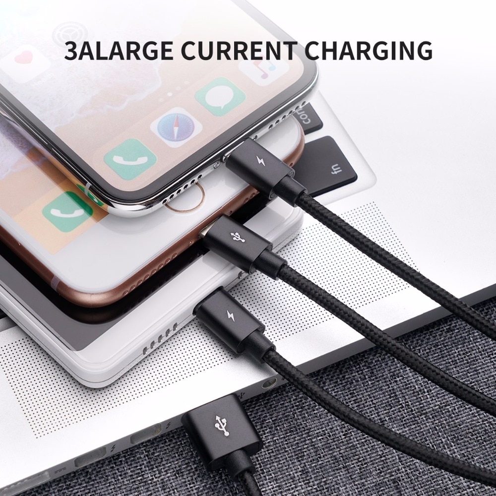 Dây cáp sạc ORICO UTS2-12 UTS2 3 trong 1 USB thích hợp cho iPhone Samsung Xiaomi Huawei với 2 giao diện cổng type C