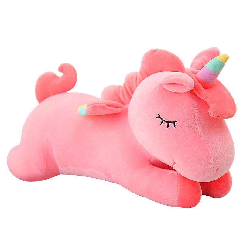 Gấu bông Gối ôm ngựa một sừng kì lân unicorn nằm (30cm---&gt;60cm) vải miniso siêu mềm mịn, cao cấp