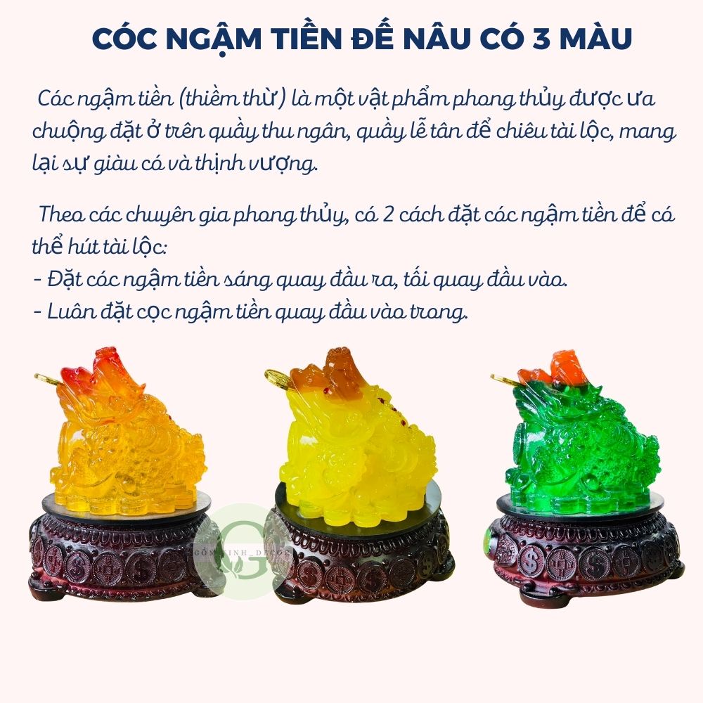 Cóc Ngậm Tiền Thiềm Thừ Phong Thủy Tỳ Hưu đế kính xoay 360 độ đặt ban thần tài