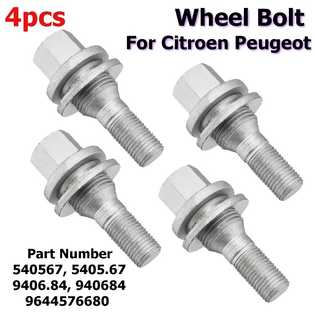 Set 4 Đai Ốc Bánh Xe 17mm Chuyên Dụng Cho PEUGEOT 206 308 3008 207 CC SW 508 Citroen C5 C4L 540567