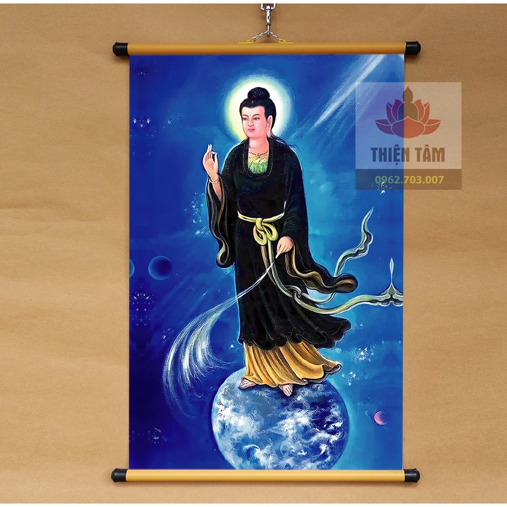 Tranh Mẹ Diêu Trì Địa Mẫu 40x60cm treo tường bằng vải phủ bóng cao cấp dày dặn