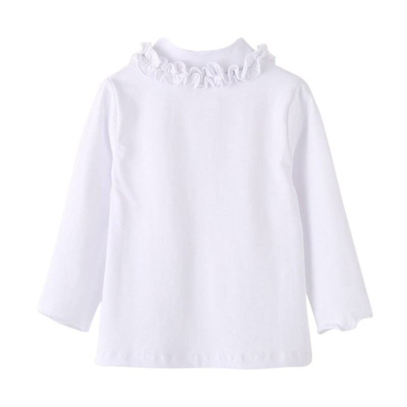 Áo thun cổ lọ tay dài phối ren cho bé gái