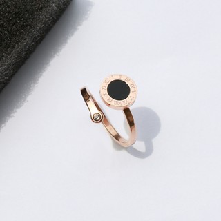 Nhẫn titan đính đá xà cừ đen freesize