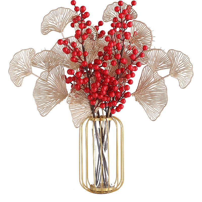 Bình hoa đào đông đỏ tài lộc Hoa giả decor Lọ hoa để bàn trang trí phòng khách ngày tết