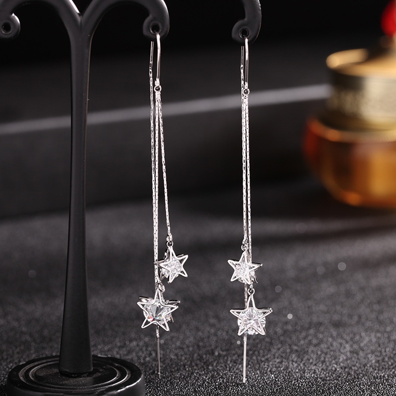 Bông Tai Tua Rua Dài Hình Ngôi Sao Đơn Giản Khí Chất