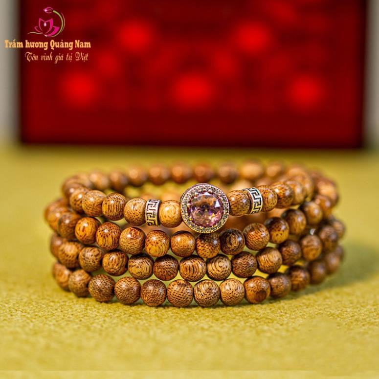 Vòng Trầm 108 hạt mix Chamr đá Ngũ Sắc hợp từng mệnh - Size 6mm cho nữ | BigBuy360 - bigbuy360.vn