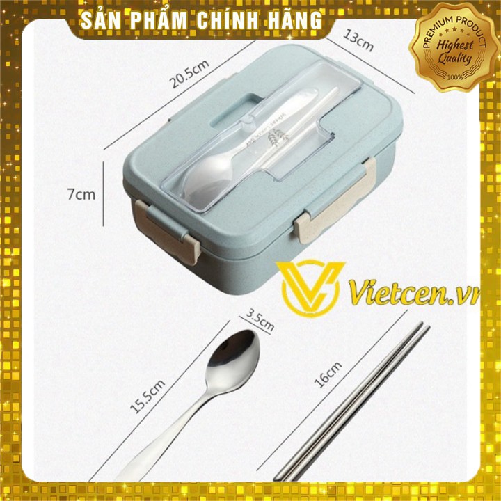 Khay Cơm Lúa Mạch 3 Ngăn Tặng kèm Thìa Đũa Inox