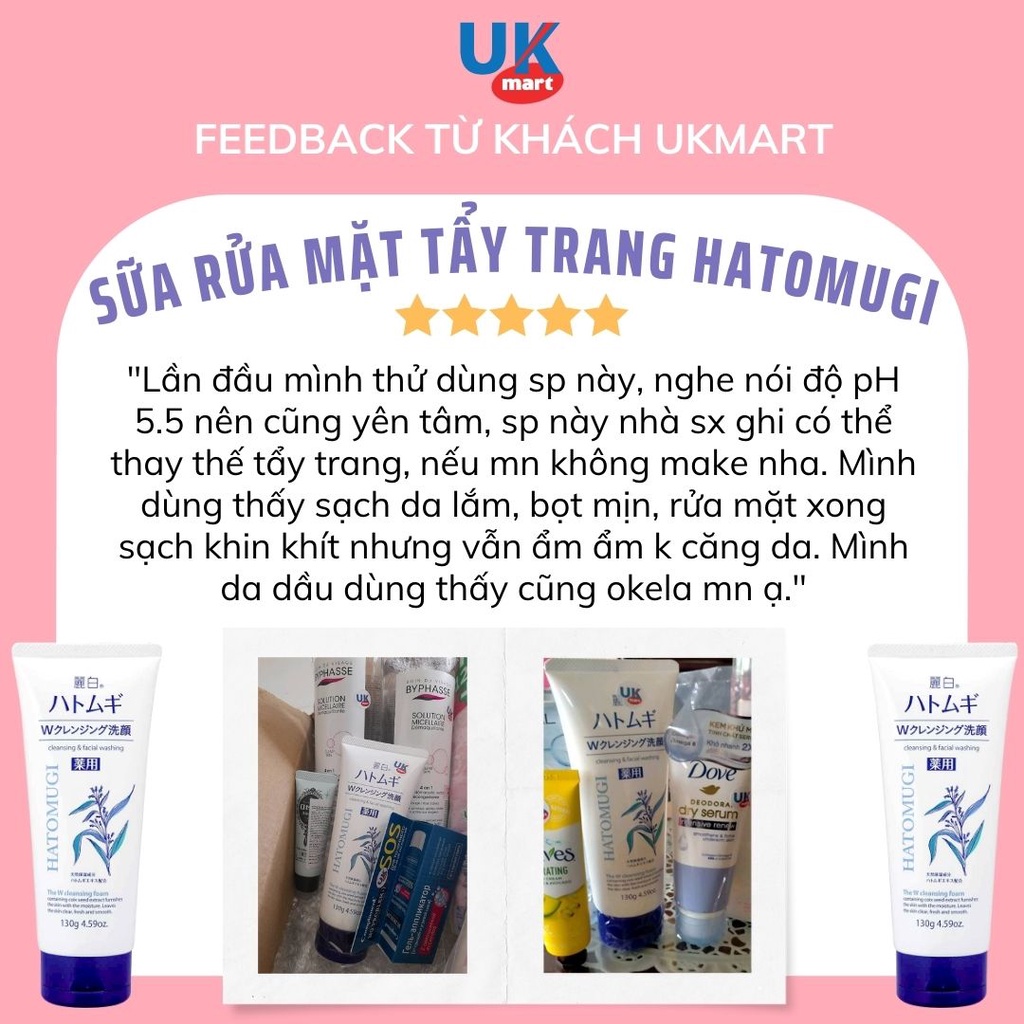 Sữa Rửa Mặt Tẩy Trang Hatomugi Chiết Xuất Ý Dĩ Sáng Da 130g The W Cleansing Foam