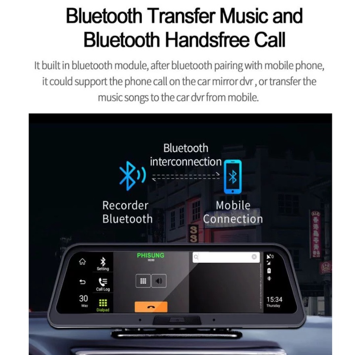 Camera hành trình Phisung Q98 đặt taplo ô tô tích hợp 4G, Wifi, GPS ,10 inch
