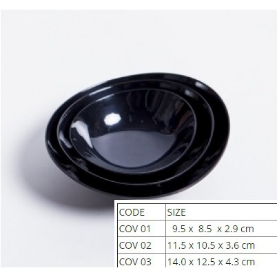 Chén Nhựa Melamine  Oval Màu Đen