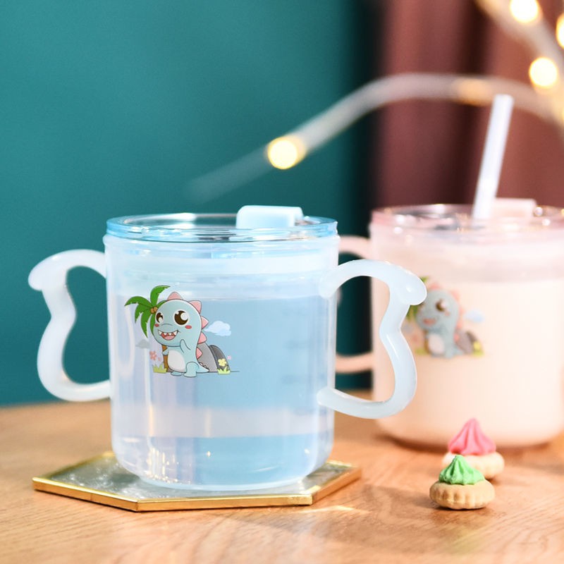 Cốc đựng sữa có chia độ cho trẻ em, ăn sáng chống rơi , uống nước bằng ống hút dành em Phim hoạt hình dễ thương vớ