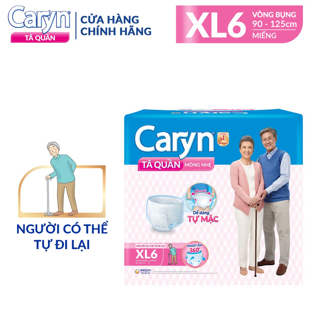 Combo 3 Tã Quần Caryn XL 6 Miếng Siêu Thấm Dành Cho Người Già