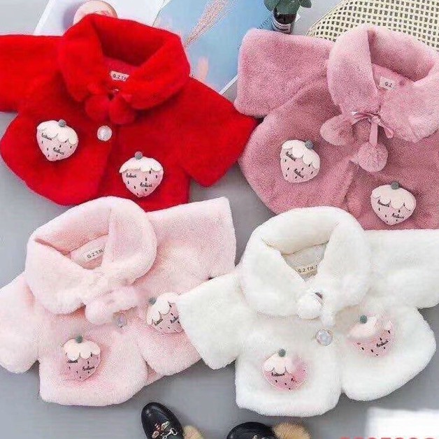 Áo choàng lông cao cấp dày mịn cho bé gái