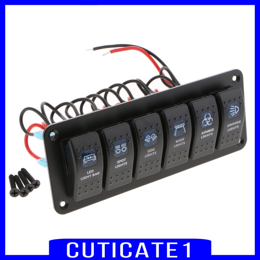 Bảng Công Tắc Điều Khiển 6 Gang 12V / 24V Cho Tàu Thuyền / Ô Tô