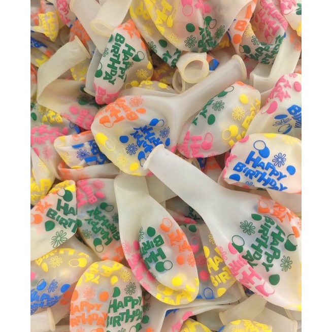 Set 10 bóng trong suốt, màu in chữ HAPPY BIRTHDAY Size 12inch