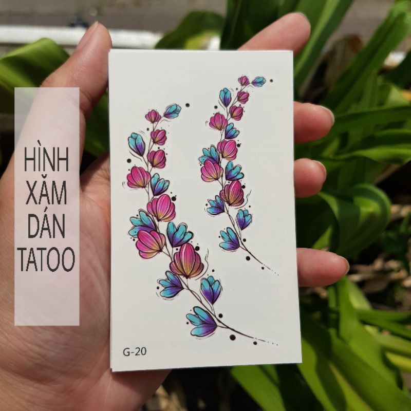 Hình xăm chuỗi hoa g20. Xăm dán tatoo mini tạm thời, size &lt;10x6cm