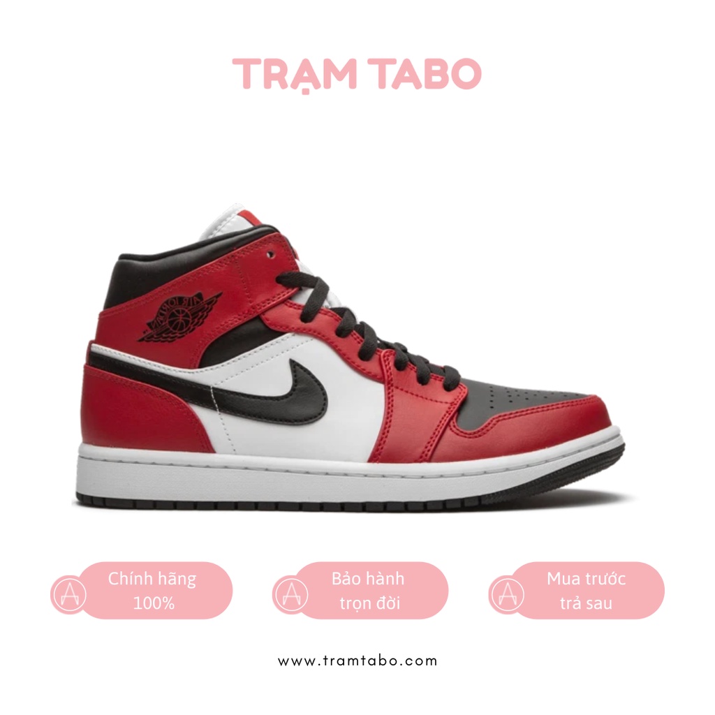 554725-069 - GIÀY NỮ NIKE AIR JORDAN 1 MID CHICAGO "BLACK TOE" - MÀU TRẮNG/ĐỎ/ĐEN