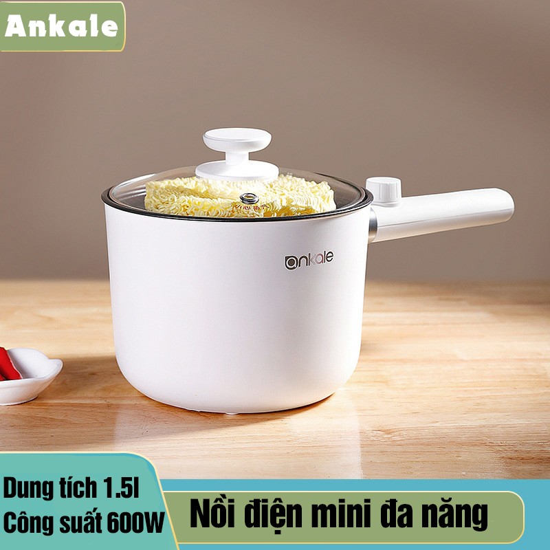 Nồi điện đa năng công suất 600W dung tích 1.5L nồi lẩu mini chống dính có thể nấu lẩu ca nấu mỳ