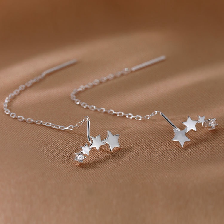 Bông tai dây tòn ten ngôi sai bạc 925 sterling
