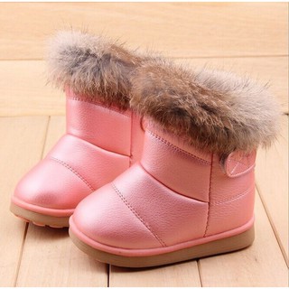 Giày boot phối lông ấm áp thiết kế sành điệu dành cho bé gái
