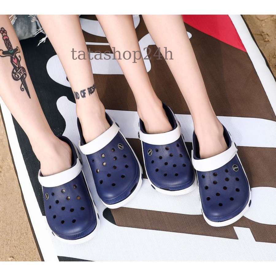 Dép Cross Unisex ❤️FREESHIP❤️ Dép sục nhựa cá độn đế đi mưa siêu nhẹ dép lỗ đi trong nhà cho cặp đôi nam nữ 7 màu