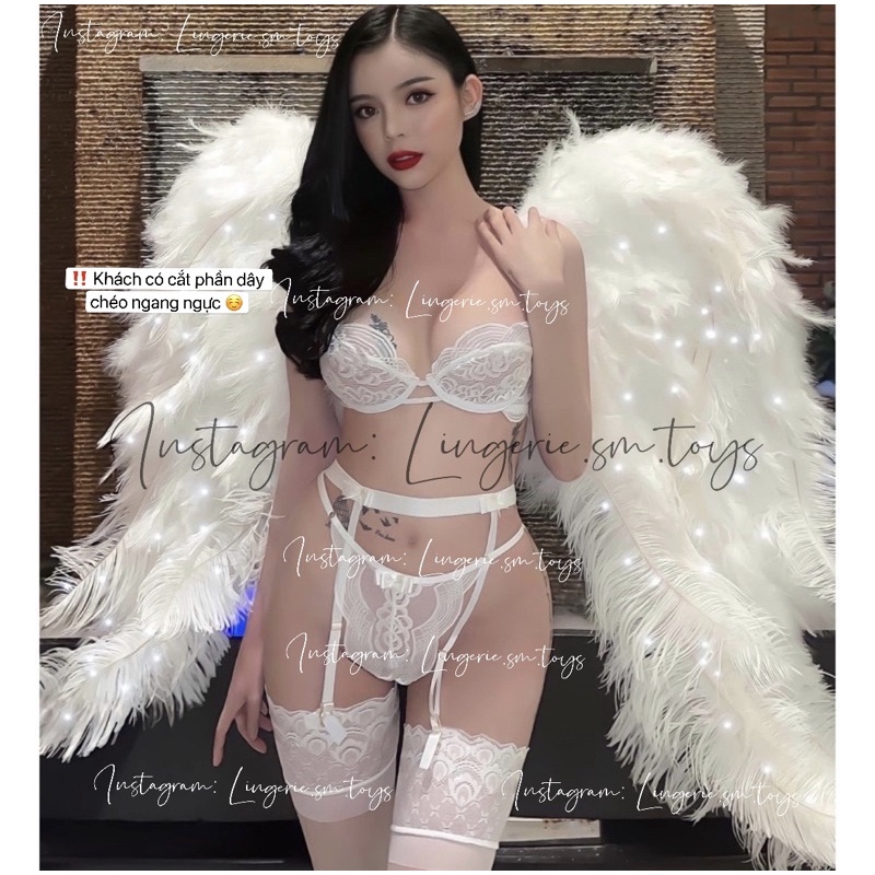 Nội Y Ren Cao Cấp + Đai Eo Kẹp Vớ Gợi Cảm - Lace Lingerie Set With Gater Belt • QR877