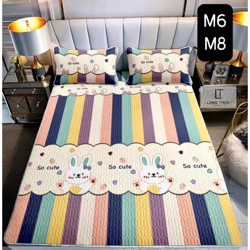 Siêu phẩm hot nhất mùa hè - chiếu điều hòa cao su non 5D Tencel -thỏ sắc màu