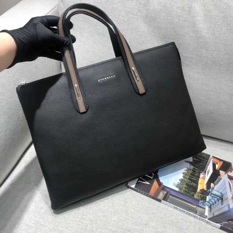 Cặp xách công sở cho nam thiết kế 2 ngăn rộng rãi thương hiệu thời trang cao cấp Burberry BBR chất liệu da thật nhậpkhẩu