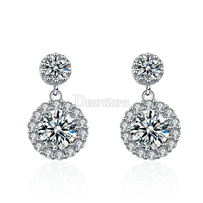 Bông Tai Tròn Đính Kim Cương Giả Lấp Lánh Thời Trang Cho Nữ