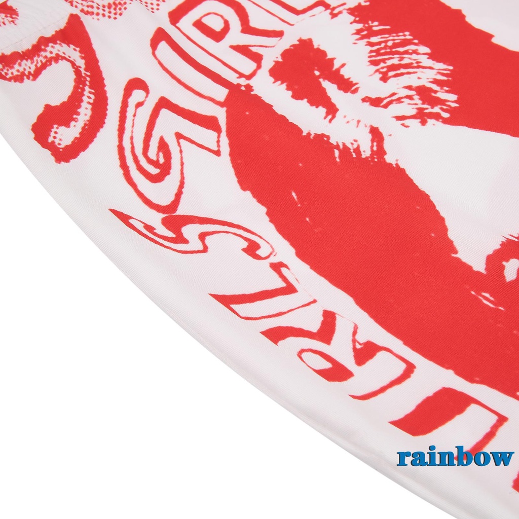 Chân váy ngắn lưng thấp in họa tiết cầu vồng màu cam / trắng phong cách thời trang cho nữ