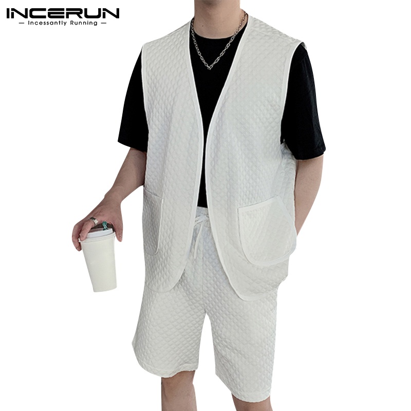 Set áo không tay + quần short INCERUN thời trang mùa hè cho nam