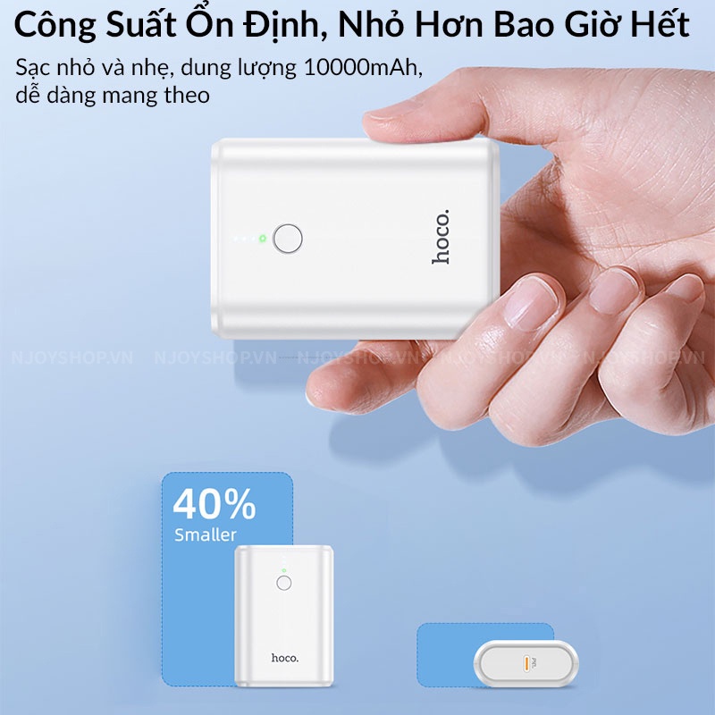 Sạc Dự Phòng Mini 10000mAh Sạc Nhanh PD 20W + QC 3.0 HOCO Q3 Đèn Led Báo Pin Cho iPhone Samsung Xiaomi Oppo Njoyshop