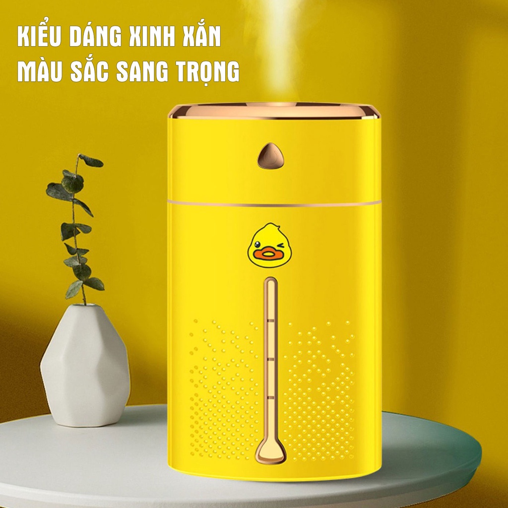 Máy phun sương tạo ẩm không khí Vịt Vàng, có đèn Led đa sắc, dung tích 1000ml - Bảo hành 12 tháng