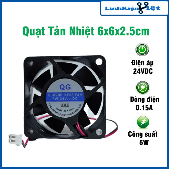 Quạt tản nhiệt 6x6x2.5cm nhỏ gọn điện áp 24V công suất 5W