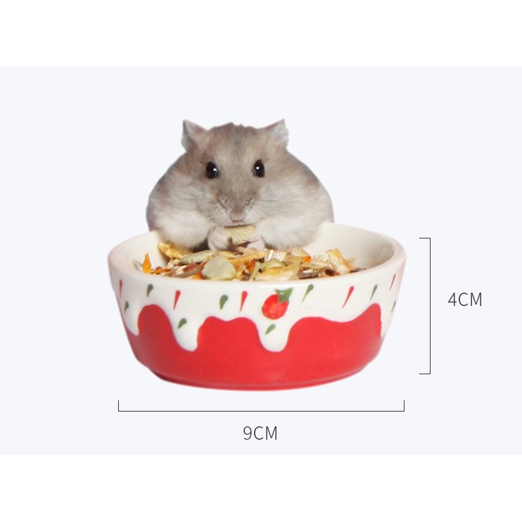 chén sứ kem dâu cho hamster, thỏ, bọ,chó, mèo