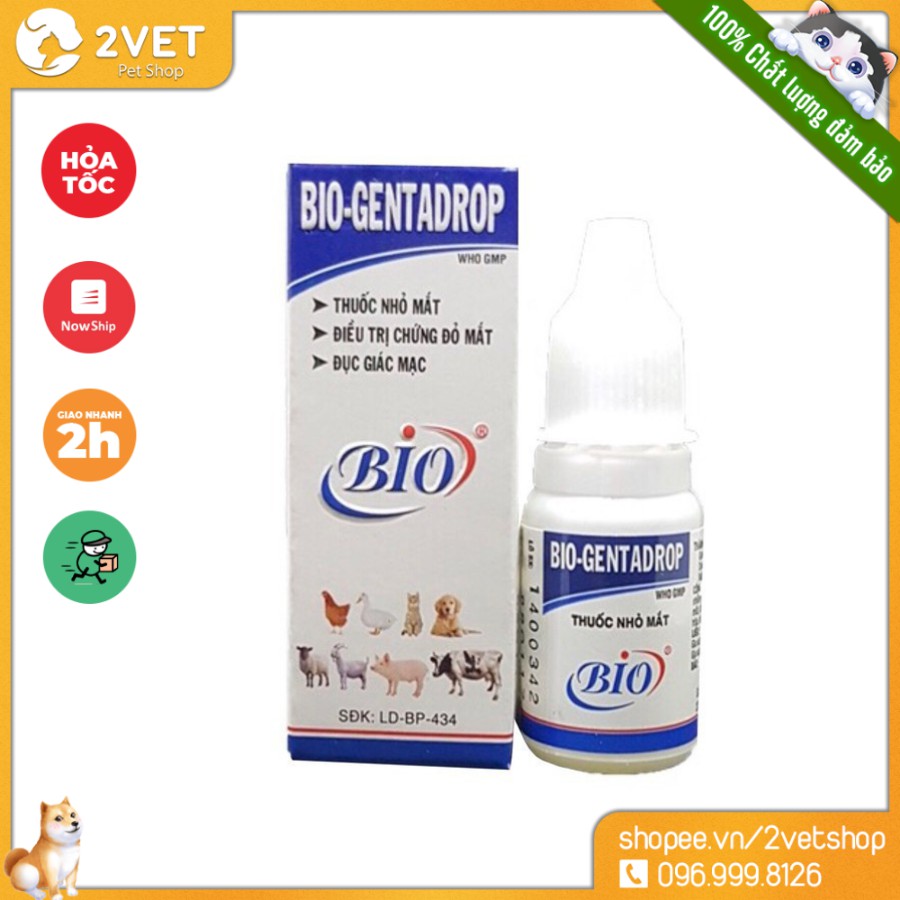 [Chăm Sóc Thú Cưng] Nước Nhỏ Mắt Bio Genta Drop Chó Mèo – 2Vet - Chăm Sóc Vật Nuôi