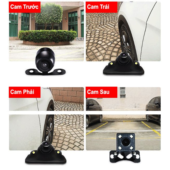 [CHÍNH HÃNG]Camera 360 Độ ô tô 4 Camera Soi + Màn Full HD Siêu Nét quan sát 4 hướng, không phải khoan gương, BH 12 tháng